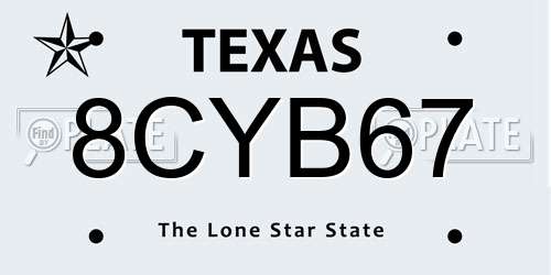 8CYB67 Texas License Plate
