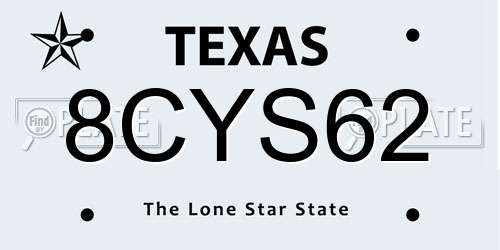 8CYS62 Texas License Plate