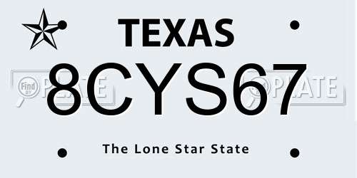 8CYS67 Texas License Plate