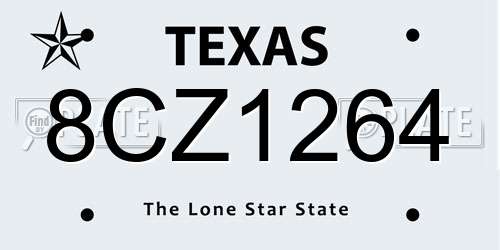 8CZ1264 Texas License Plate