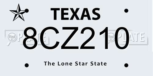 8CZ210 Texas License Plate