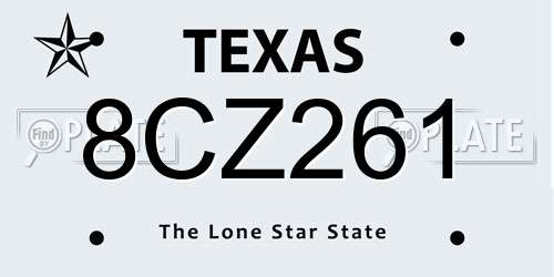 8CZ261 Texas License Plate