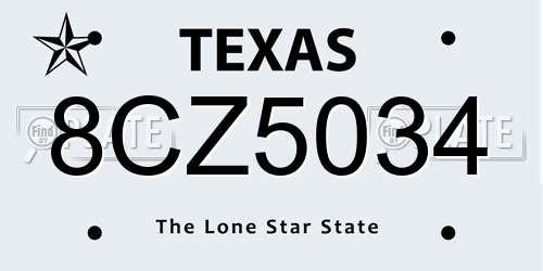 8CZ5034 Texas License Plate