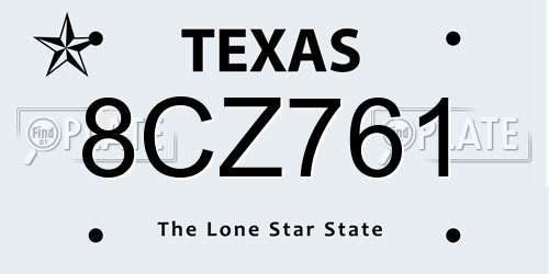 8CZ761 Texas License Plate