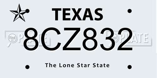 8CZ832 Texas License Plate
