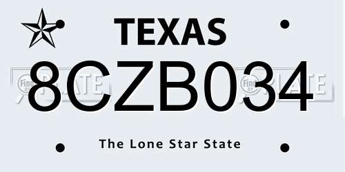 8CZB034 Texas License Plate