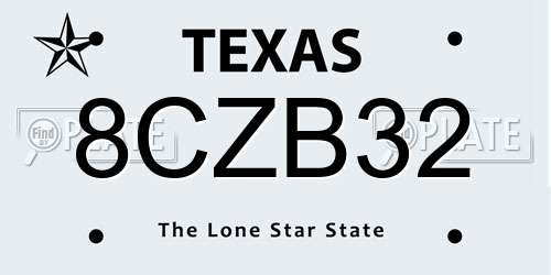 8CZB32 Texas License Plate