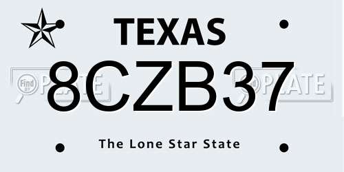 8CZB37 Texas License Plate