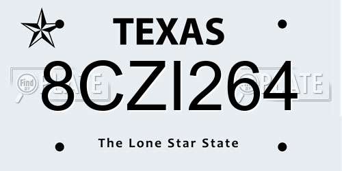 8CZI264 Texas License Plate