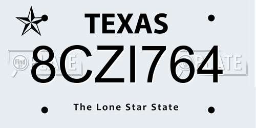 8CZI764 Texas License Plate