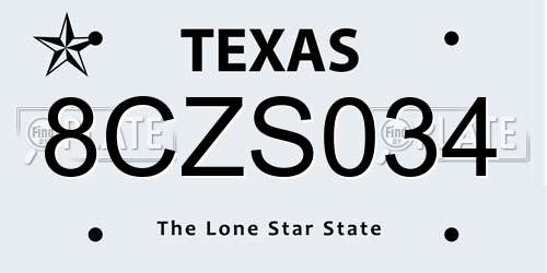 8CZS034 Texas License Plate