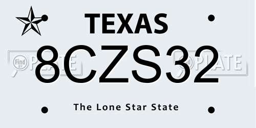8CZS32 Texas License Plate