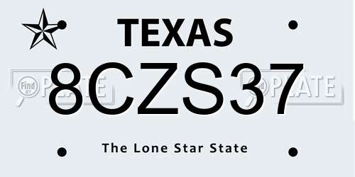 8CZS37 Texas License Plate
