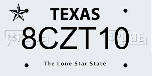 8CZT10 Texas License Plate