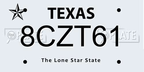 8CZT61 Texas License Plate