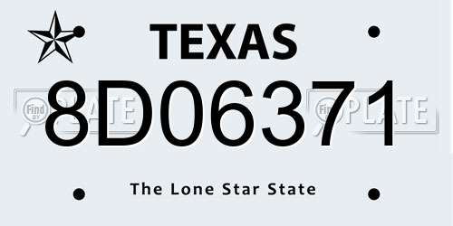 8D06371 Texas License Plate