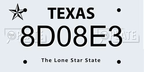 8D08E3 Texas License Plate