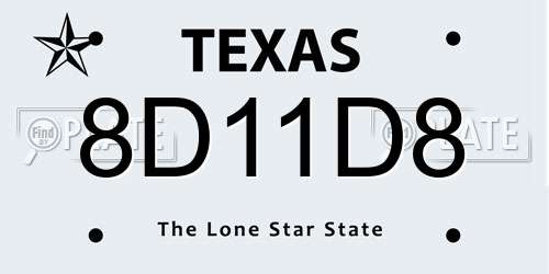 8D11D8 Texas License Plate