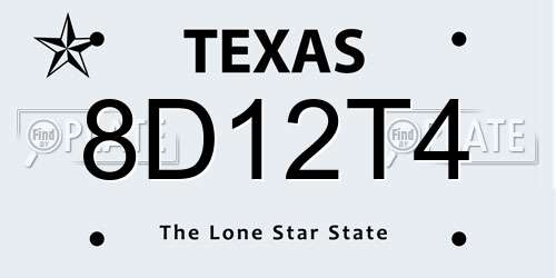 8D12T4 Texas License Plate