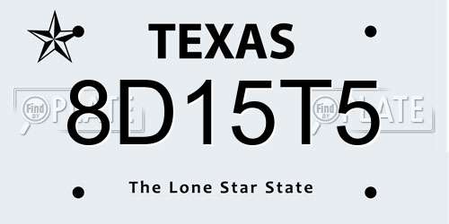 8D15T5 Texas License Plate