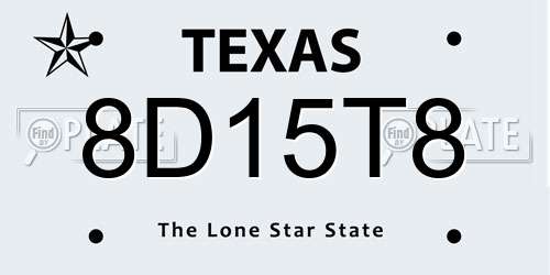 8D15T8 Texas License Plate