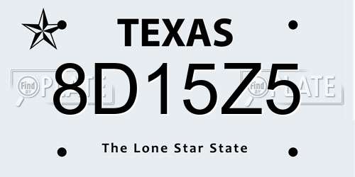 8D15Z5 Texas License Plate