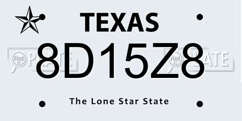 8D15Z8 Texas License Plate