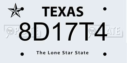 8D17T4 Texas License Plate