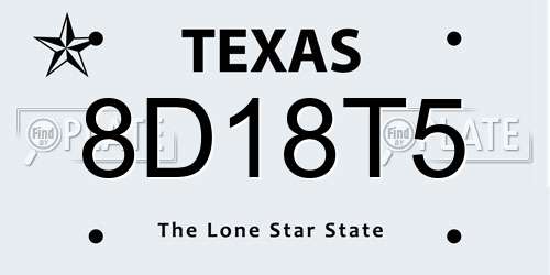 8D18T5 Texas License Plate