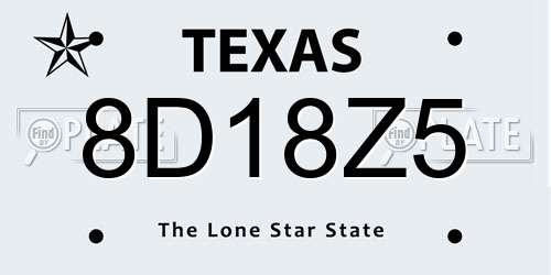 8D18Z5 Texas License Plate