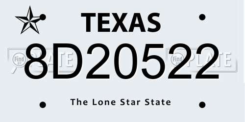 8D20522 Texas License Plate