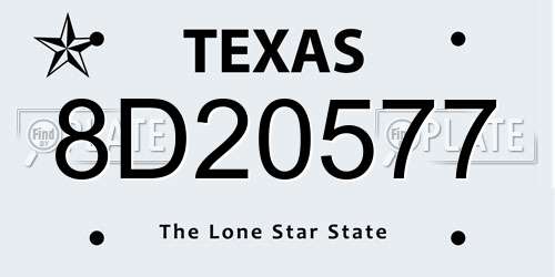 8D20577 Texas License Plate