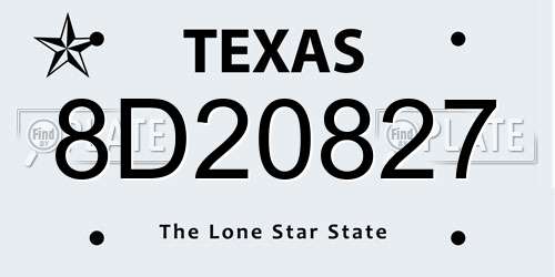 8D20827 Texas License Plate
