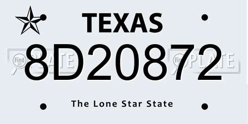 8D20872 Texas License Plate