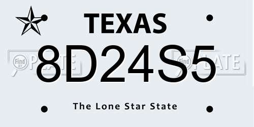8D24S5 Texas License Plate