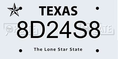 8D24S8 Texas License Plate