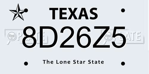 8D26Z5 Texas License Plate