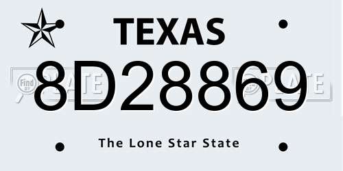 8D28869 Texas License Plate