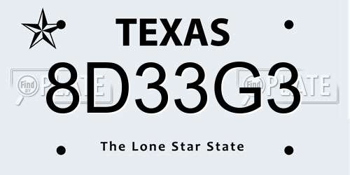 8D33G3 Texas License Plate