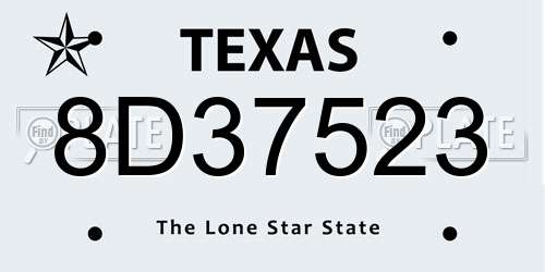 8D37523 Texas License Plate