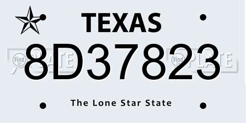8D37823 Texas License Plate