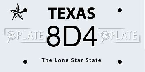 8D4 Texas License Plate