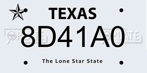 8D41A0 Texas License Plate