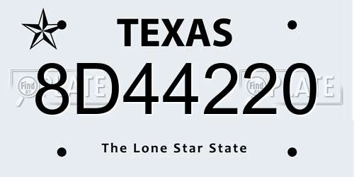 8D44220 Texas License Plate