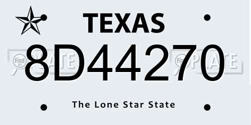 8D44270 Texas License Plate