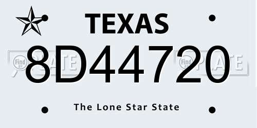 8D44720 Texas License Plate