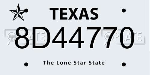 8D44770 Texas License Plate