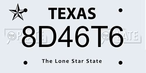 8D46T6 Texas License Plate