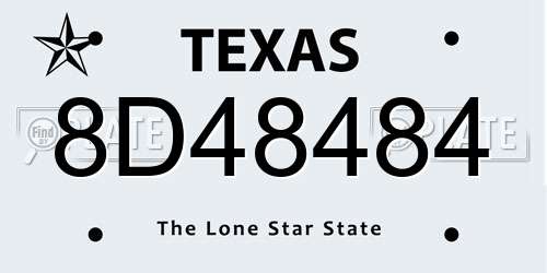 8D48484 Texas License Plate