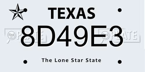 8D49E3 Texas License Plate